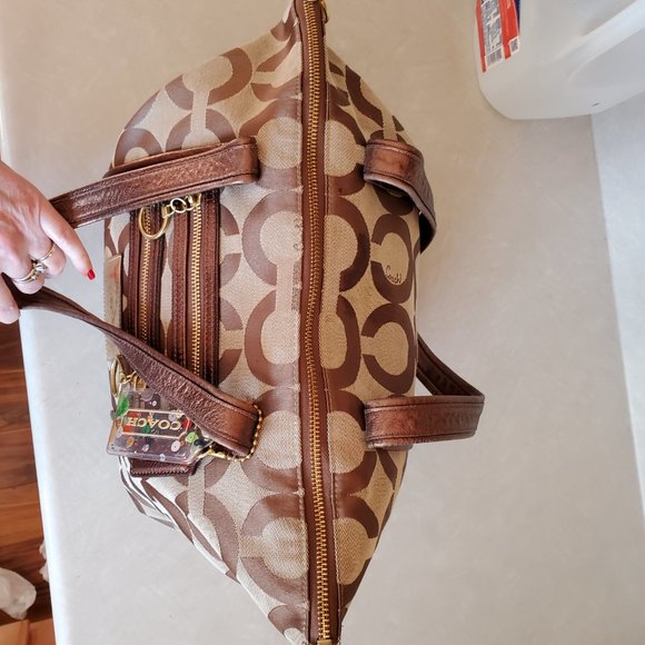 Vintage Coach Poppy Op Art Signature C's Tote Bag Purse c - Picture 12 of 14